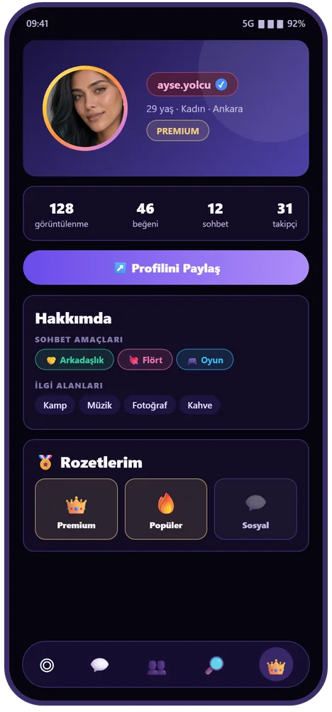 RumTu profil ekranı